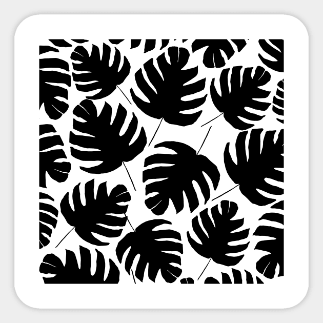 Black & White Monstera Sticker by AmayaBrydon